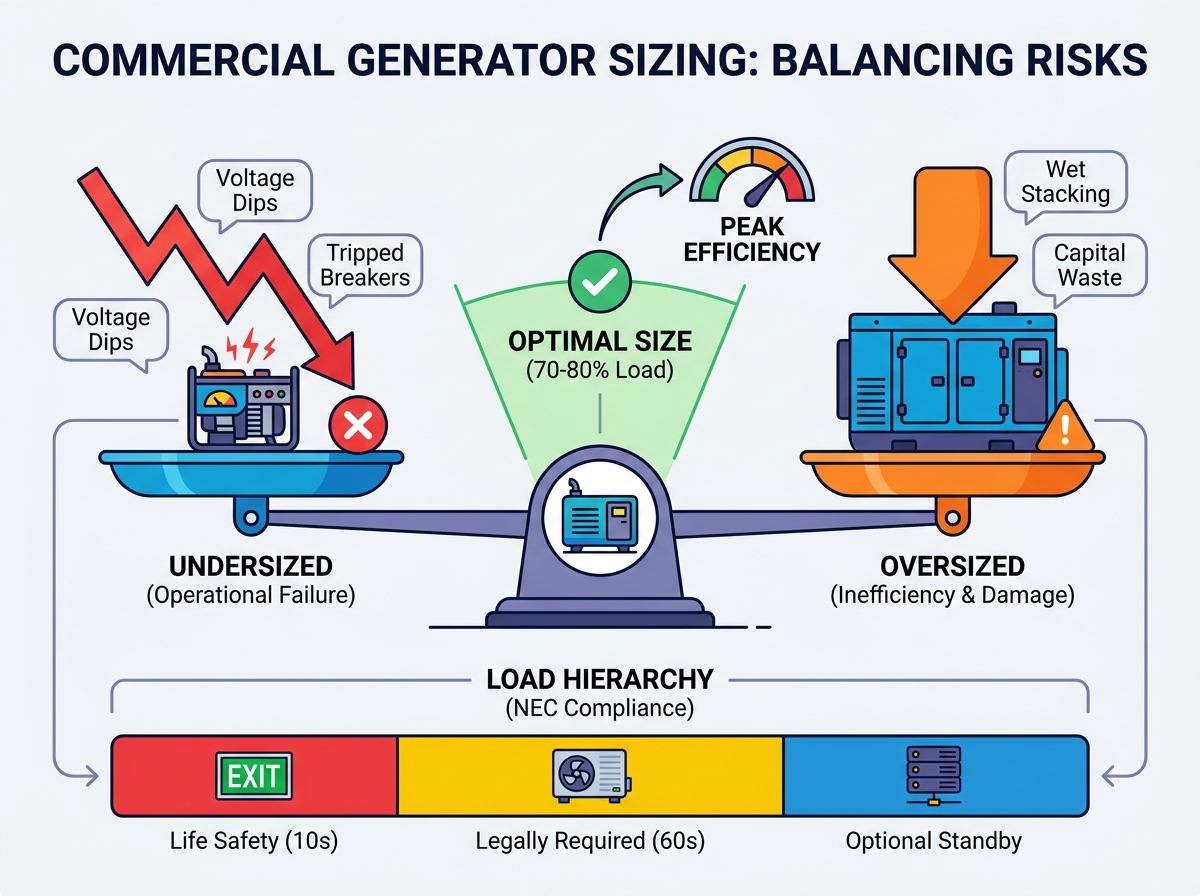 commercial backup power generator sizing