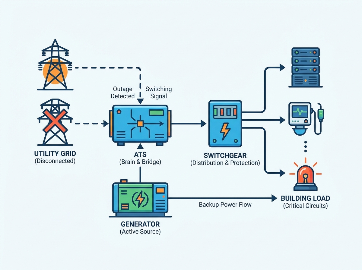 Commercial backup power generator installation
